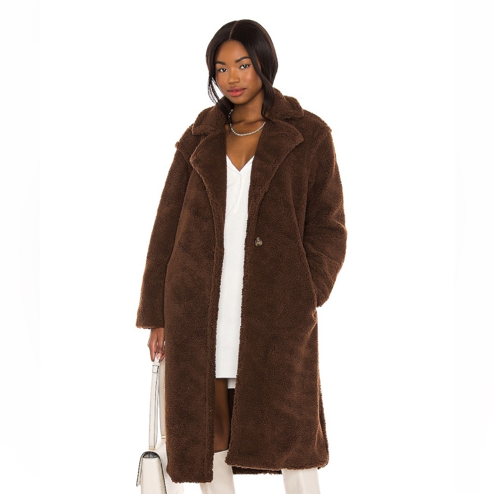 Paddington Faux Fur Coat in Chocolate Brown